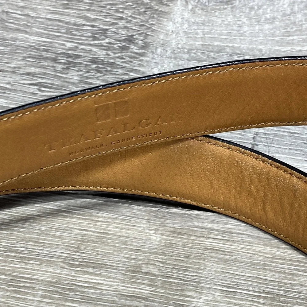 Trafalgar Belt Mens‎ 44 Black Genuine Leather Lizard Embossed Dress Classic